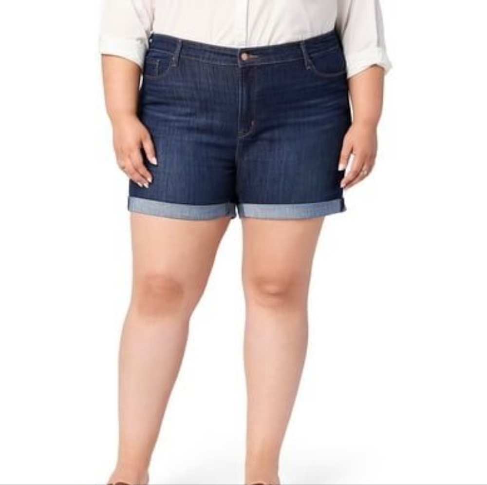 AVENUE DENIM Women's Plus Size Denim Roll Cuff Shorts